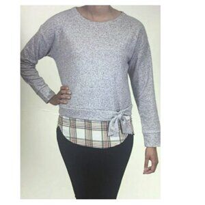 IZOD Women’s Long Sleeve Tie Front 2-Fer Sweatshirt New Gray XL